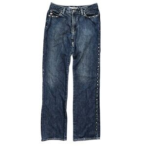 MISS SIXTY STUDDED GROMMET MID RISE JEANS STRAIGHT LEG VINTAGE